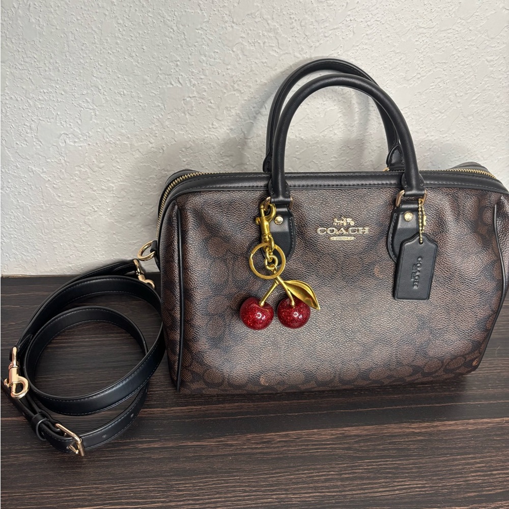 Coach Brown and Black Signature Large Rowan